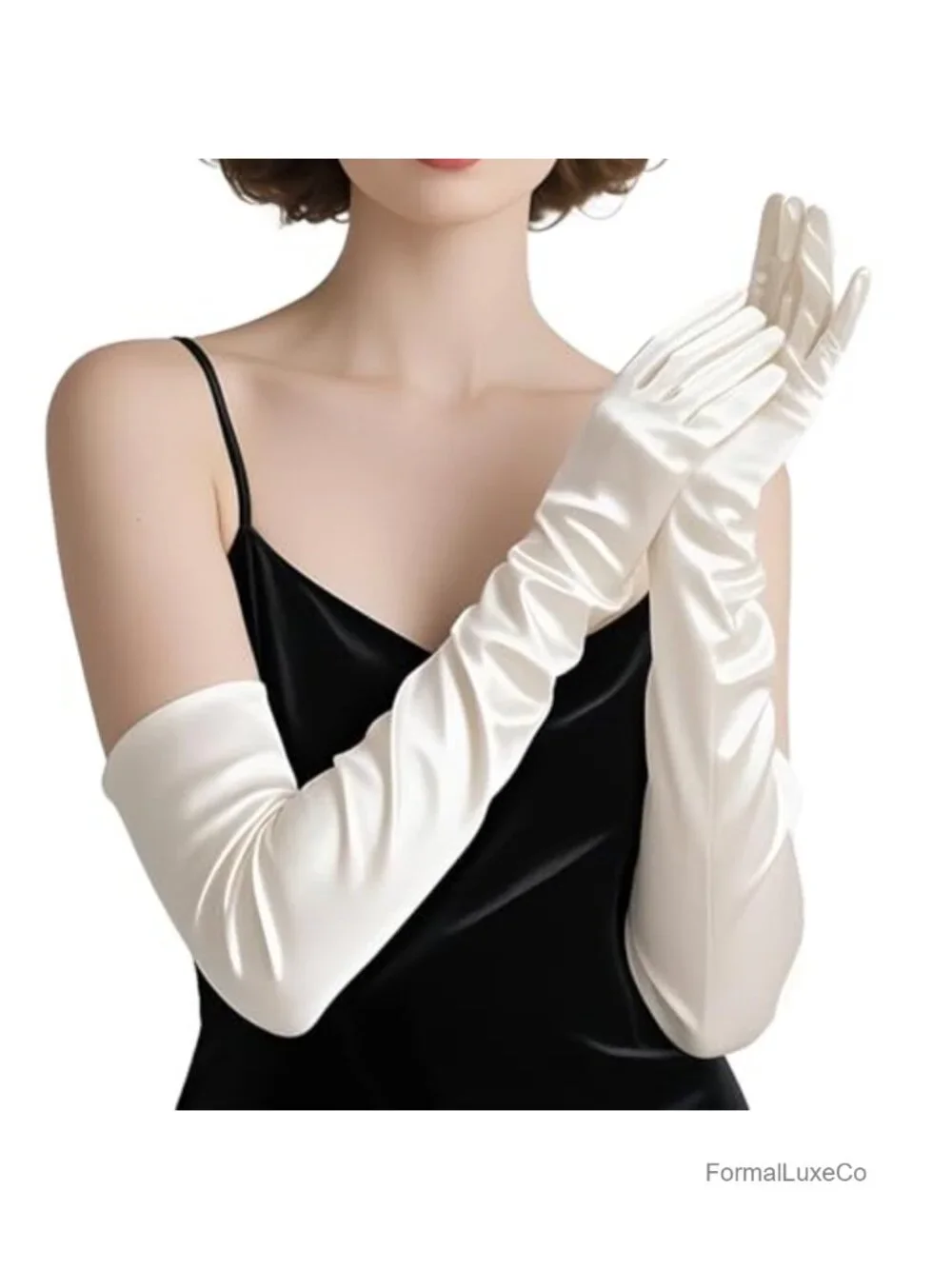 Women Long Satin Gloves Elbow Length 1920s Opera Party Costume Bridal Dress